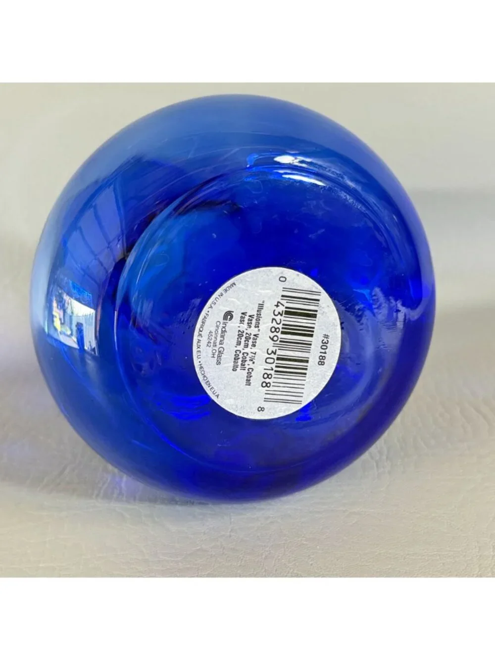 Vintage Indiana Glass Illusions Cobalt Blue Bud Vase Hourglass Onion Bulb 7.8